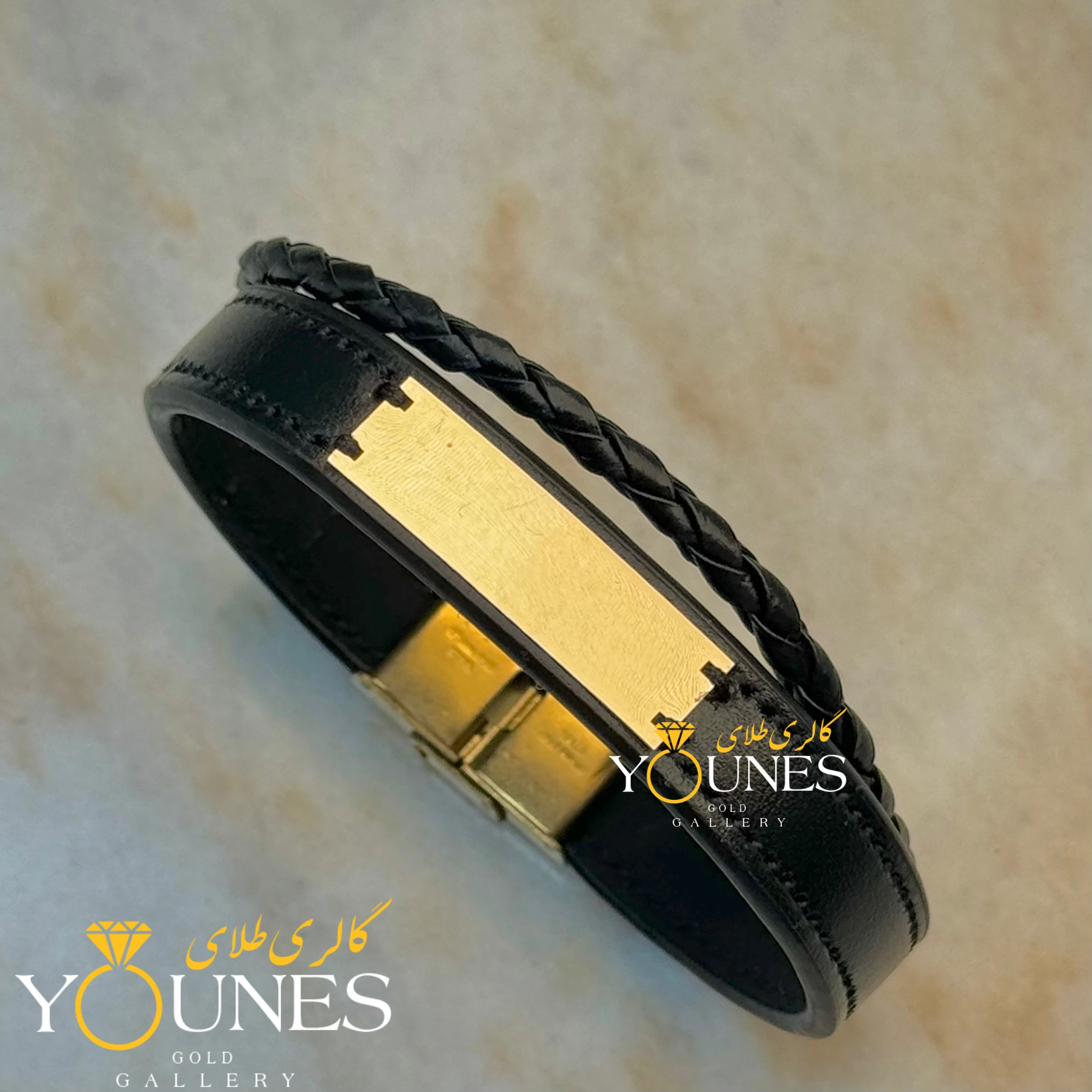 دستبند طلا چرم مردانه L1105